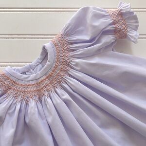 CUSTOM MADE EUC/LN Heirloom Smocked Light Lavender Dress